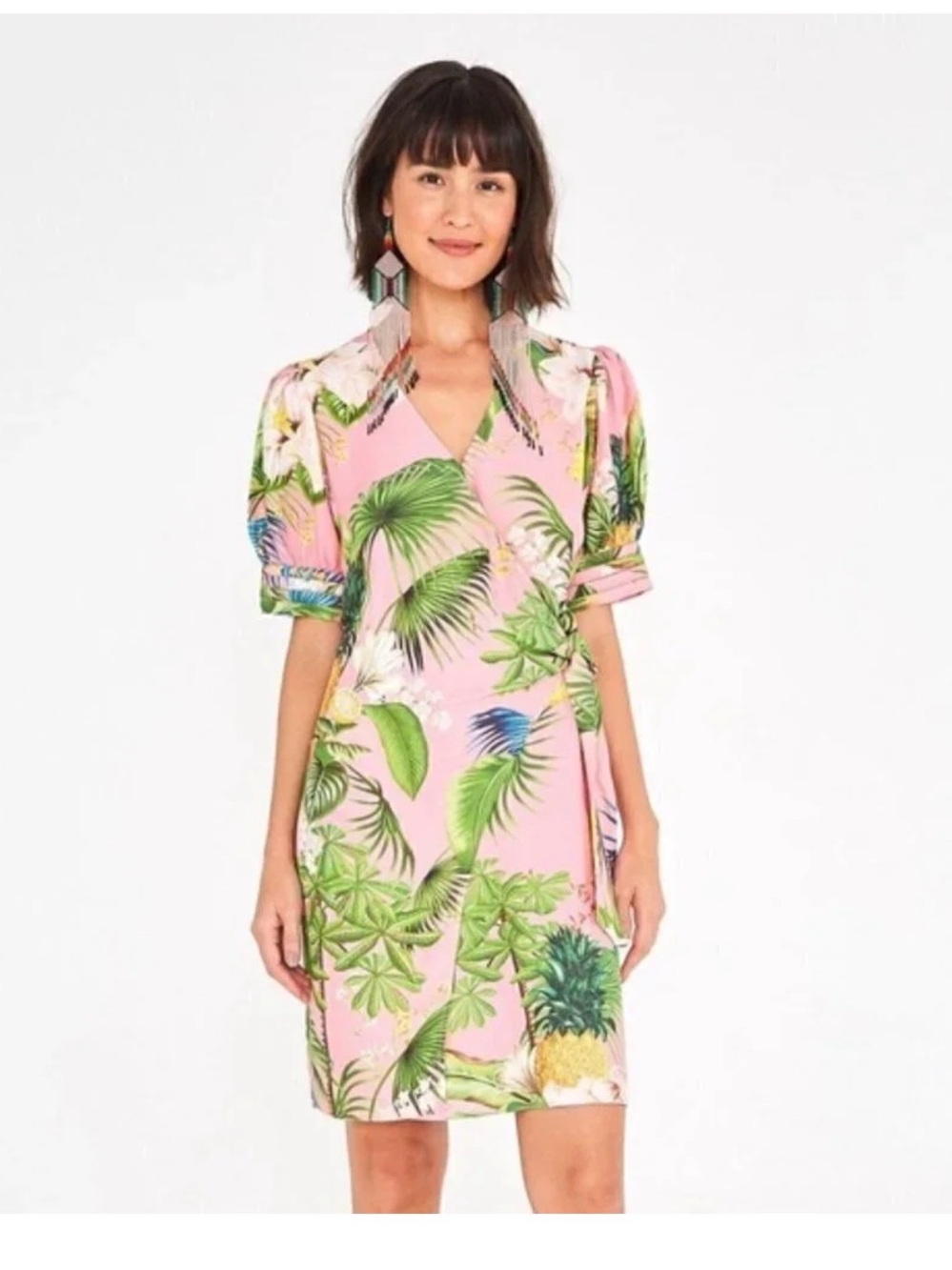 Farm Rio tropical print wrap dress